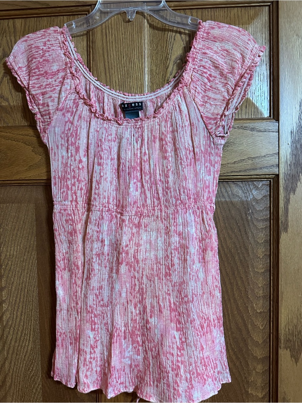 Liz Claiborne Pink and White Short Sleeve Tunic Top